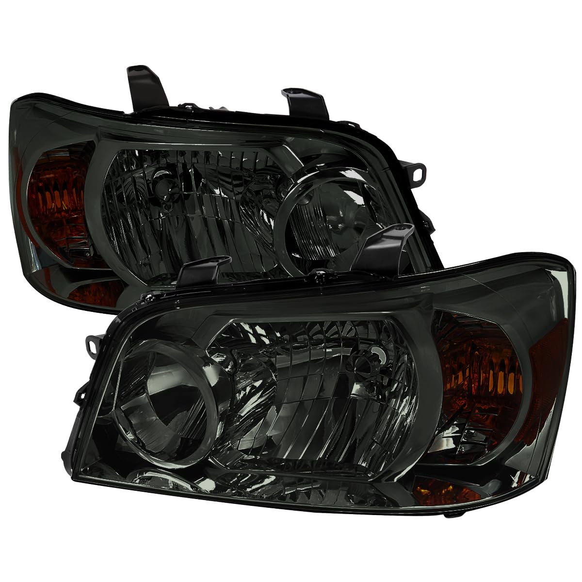 Smoke SPEC-D TUNING Headlights Compatible with 2004-2007 Toyota Highlander, Left + Right Pair Headlamp Assembly