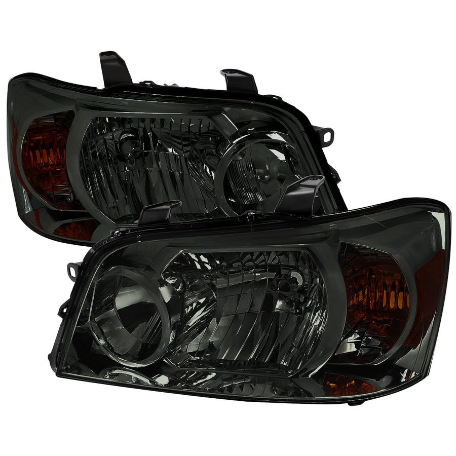 Smoke SPEC-D TUNING Headlights Compatible with 2004-2007 Toyota Highlander, Left + Right Pair Headlamp Assembly