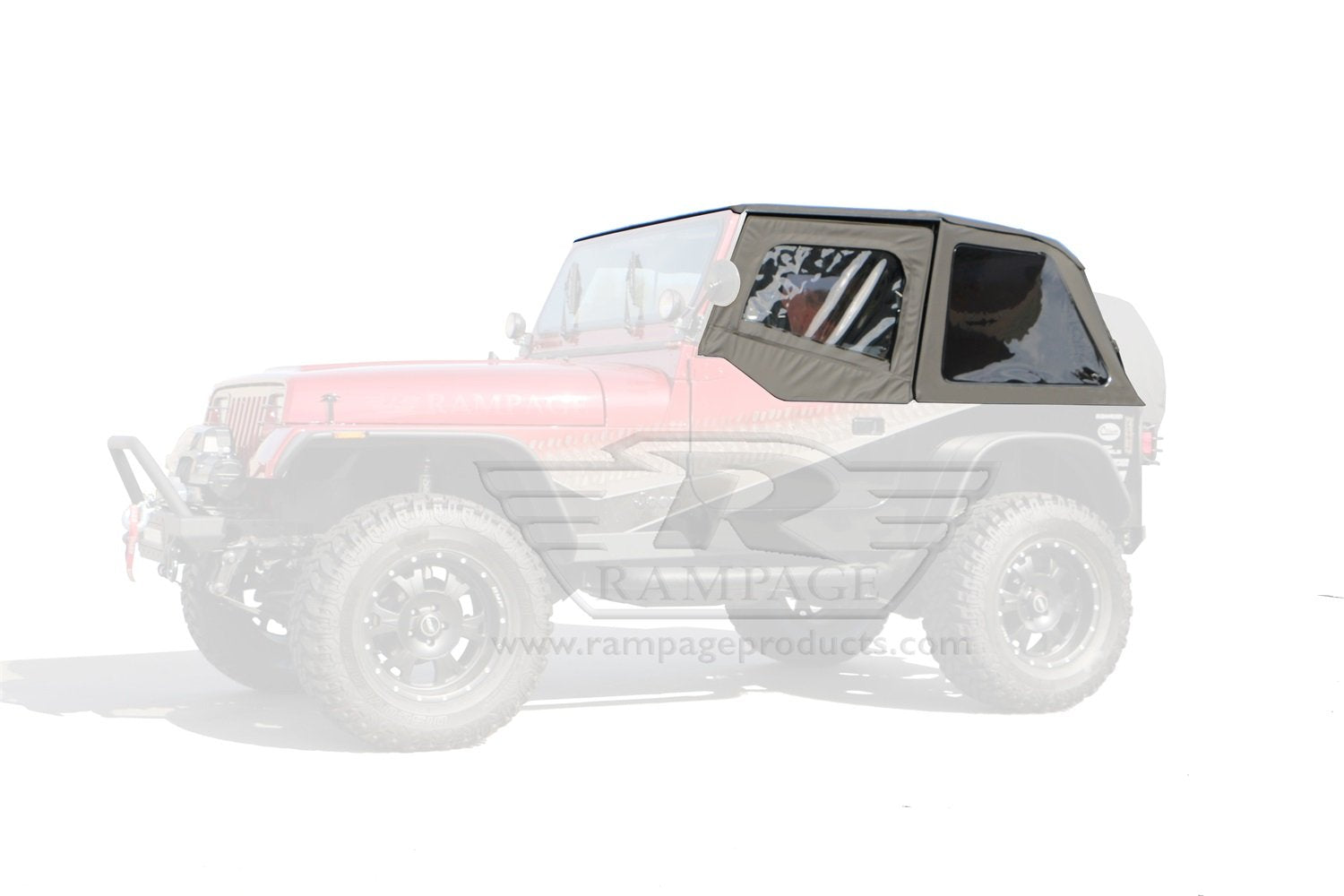 Factory Replacement Soft Top for Jeep Wrangler YJ RAMPAGE PRODUCTS | Tinted Windows, Door Skins, Vinyl, Black Diamond | 109435 | Fits 1992-1995 Jeep Wrangler YJ