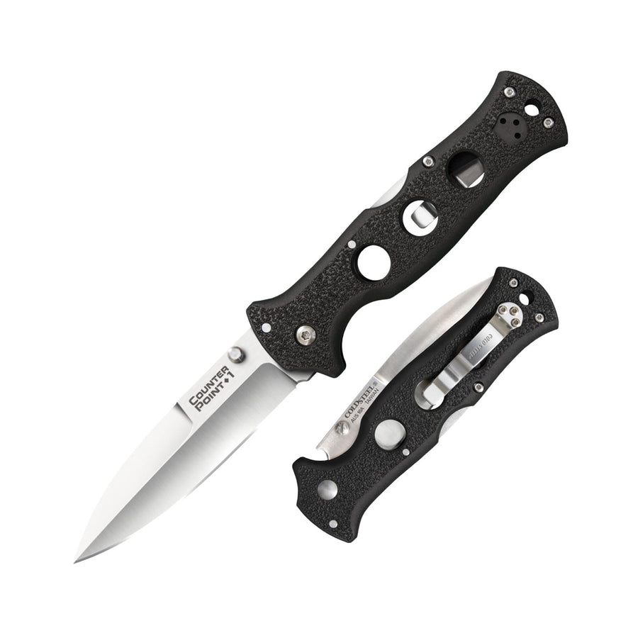 Cold Steel Folding Knife Counter Point with Tri-Ad Lock and Pocket Clip, Counter Point 1, Silver & Black