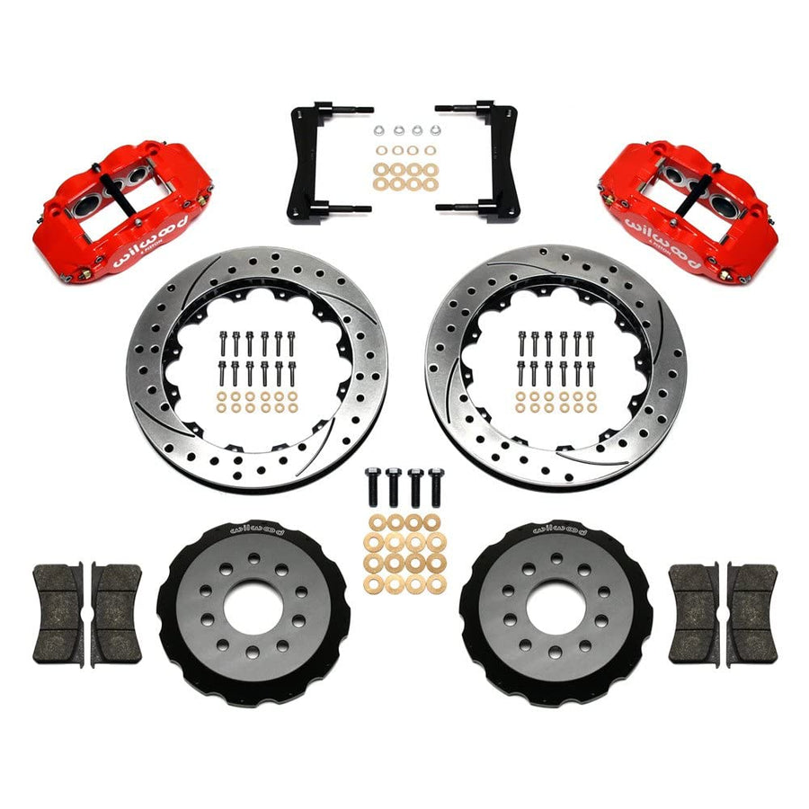 Wilwood Superlite Narrow 6R Front Hat Kit 13.06in Drill Red 2005-2014 Mustang