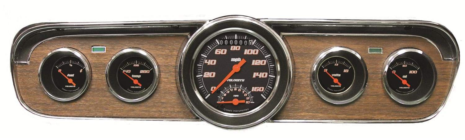 Velocity Black Gauge Set Classic Instruments MU65VSB35 with Tachometer Fits 1965-1966 Mustang