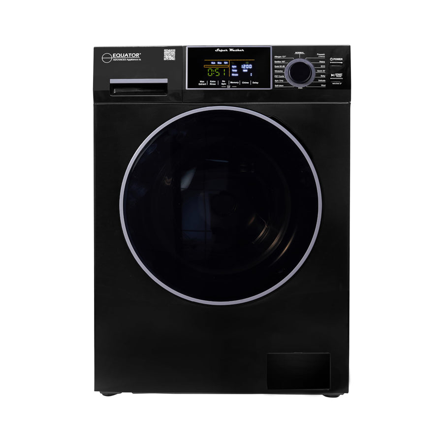 Compact Equator Washer 1.6cf/15lbs PET CYCLE 15 Programs 110V in Black
