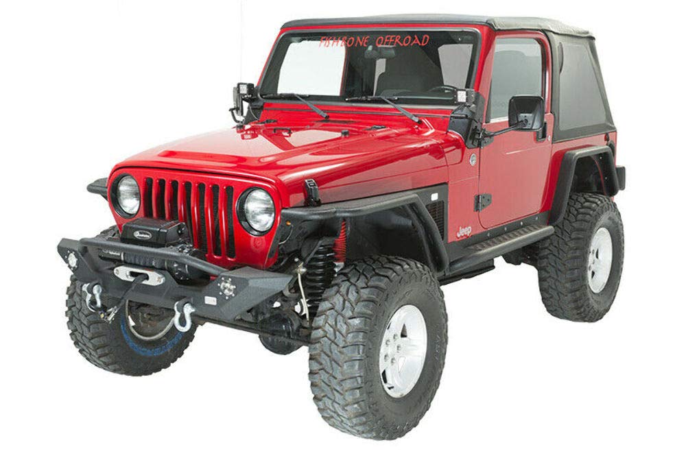 Offroad FISHBONE Jeep TJ/YJ Front Bumper W/LED's 87-06 Wrangler TJ/YJ Steel Black Textured Powercoat