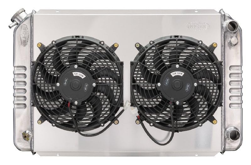 COLD - Radiator and Fan CaseCold, 30.188 in W x 19.688 in H x 3 in D, Passenger Side Inlet, Passenger Side Outlet, Aluminum, Polished