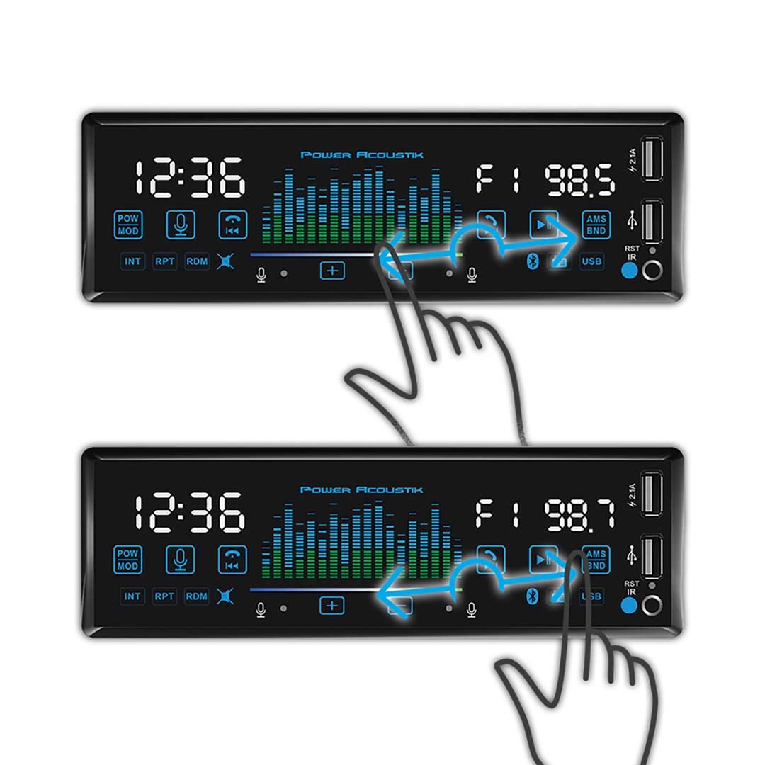 Single Din Power Acoustik PL-60MB MP3 Car Stereo, Touch Panel, Google Voice Control, Hand Motion, Bluetooth, 1 Din USB AUX