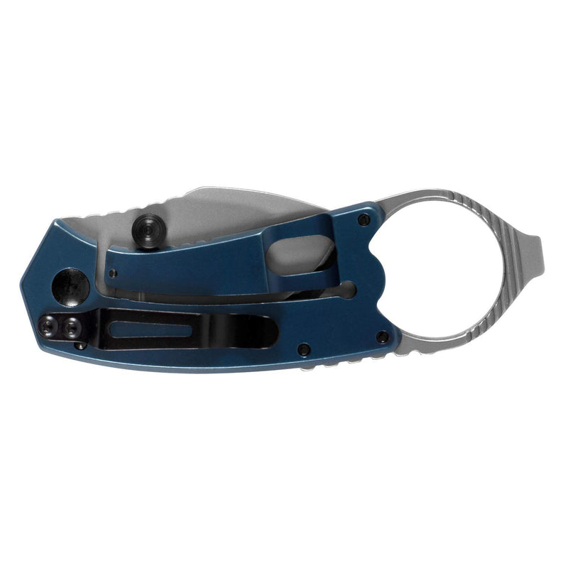 Kershaw Folding Pocket Knife Antic; 1.75-Inch 8Cr13MoV Stainless Steel Bead Blasted Blade, Stainless Steel PVD Coated Handle, Manual Opening, Bottle Opener and Flat Head Screwdriver (8710), Navy
