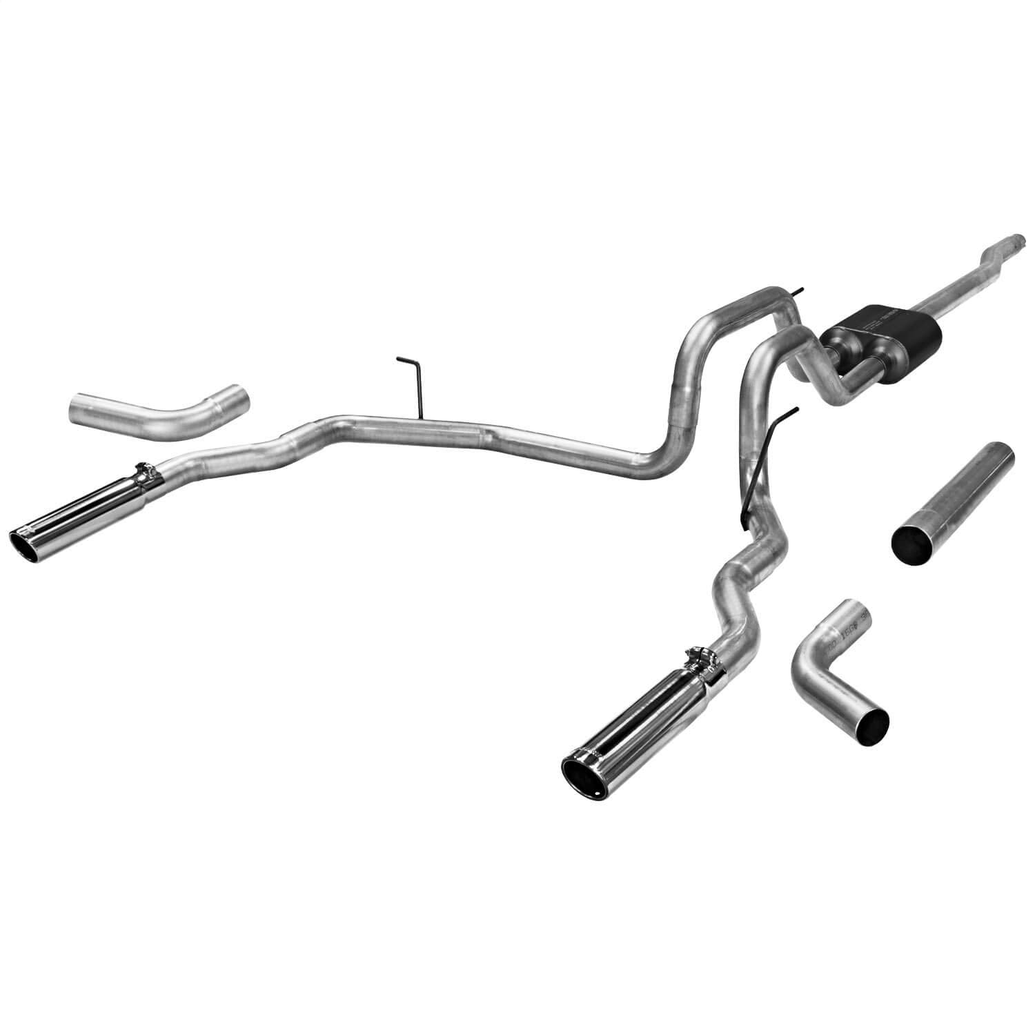 American Thunder Flowmaster 17417 Cat-Back Exhaust Kit 2.5 Inch Aluminized Steel 3 Inch Polished 304 Stainless Steel Tips Compatible with 2004-2008 Ford F-150 Lincoln Mark LT 4.6L 5.4L