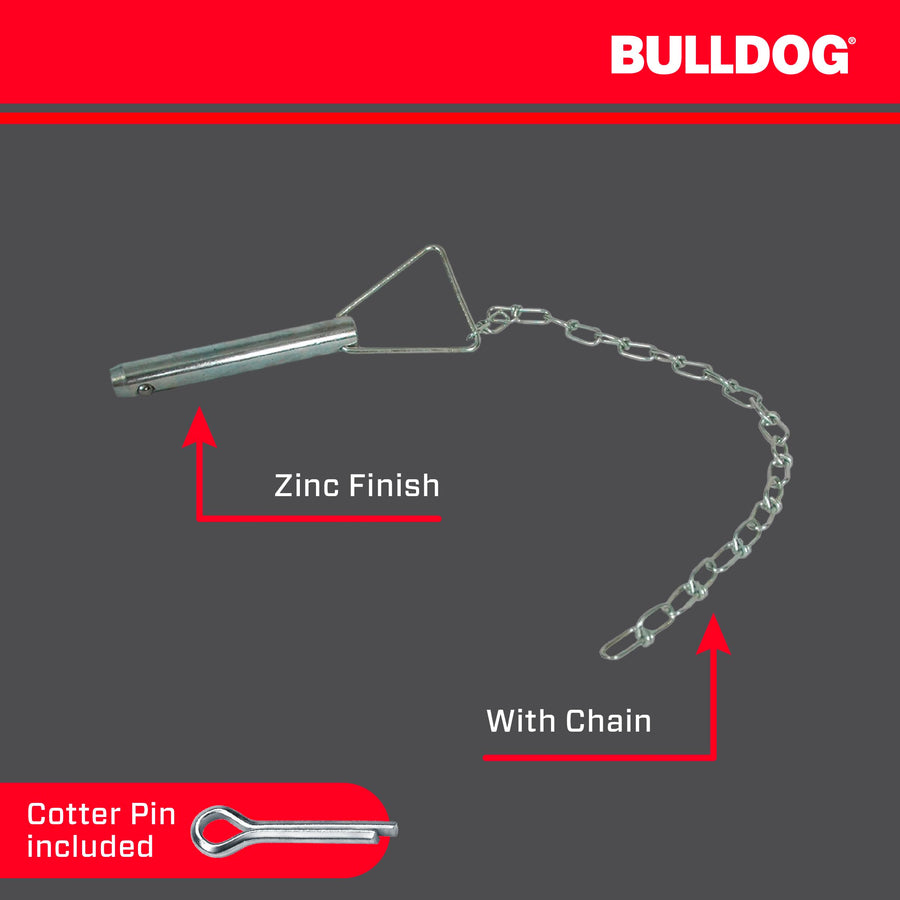 500232 Bulldog Trailer Jack Accessory, Kit, 5/8 Inch Pull Pin, 4.25 Inch Tall, w/Chain for 190's