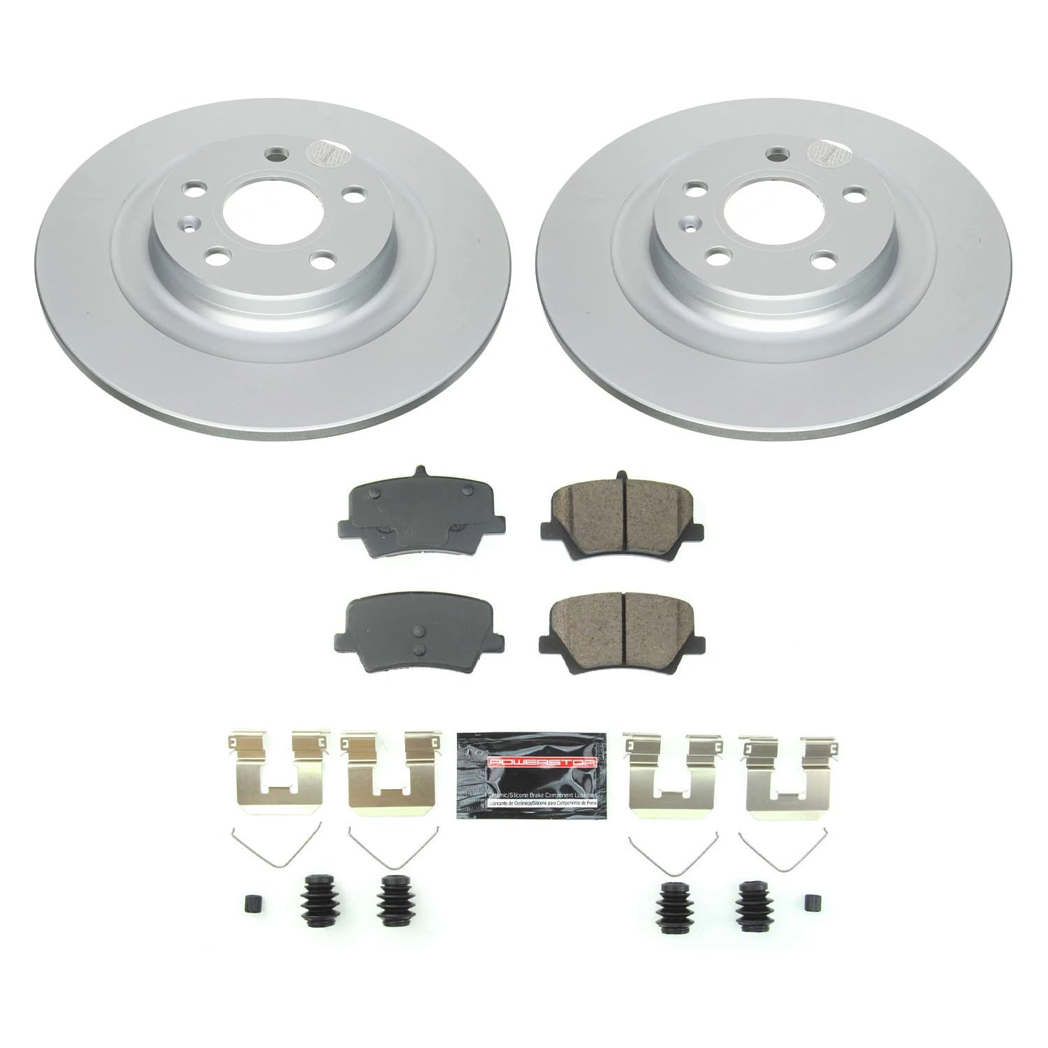 Power Stop CRK8580 Rear Geomet Coated Brake Rotor and Pad Kit For Volvo XC40 2019-2022 [Model Specific]