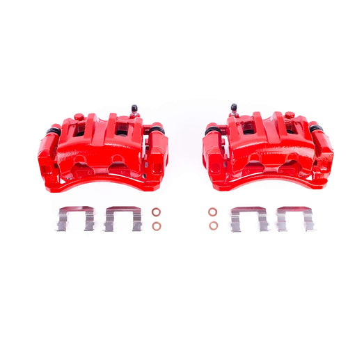 Power Stop Pair of High-Temp Red Powder Coated Calipers Front For Hyundai Veracruz 2007-2012/Hyundai Veracruz 2007-2012 [Vehicle Specific]