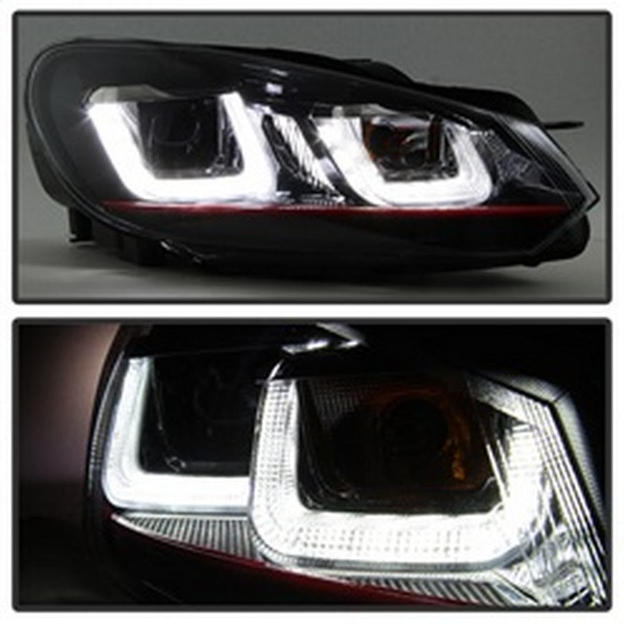 Volkswagen Golf/GTI 10-13 Spyder 5082046 Version 3 Projector Headlights - Halogen Model Only (Not Compatible With Xenon/HID Model) - Dual U DRL - Black