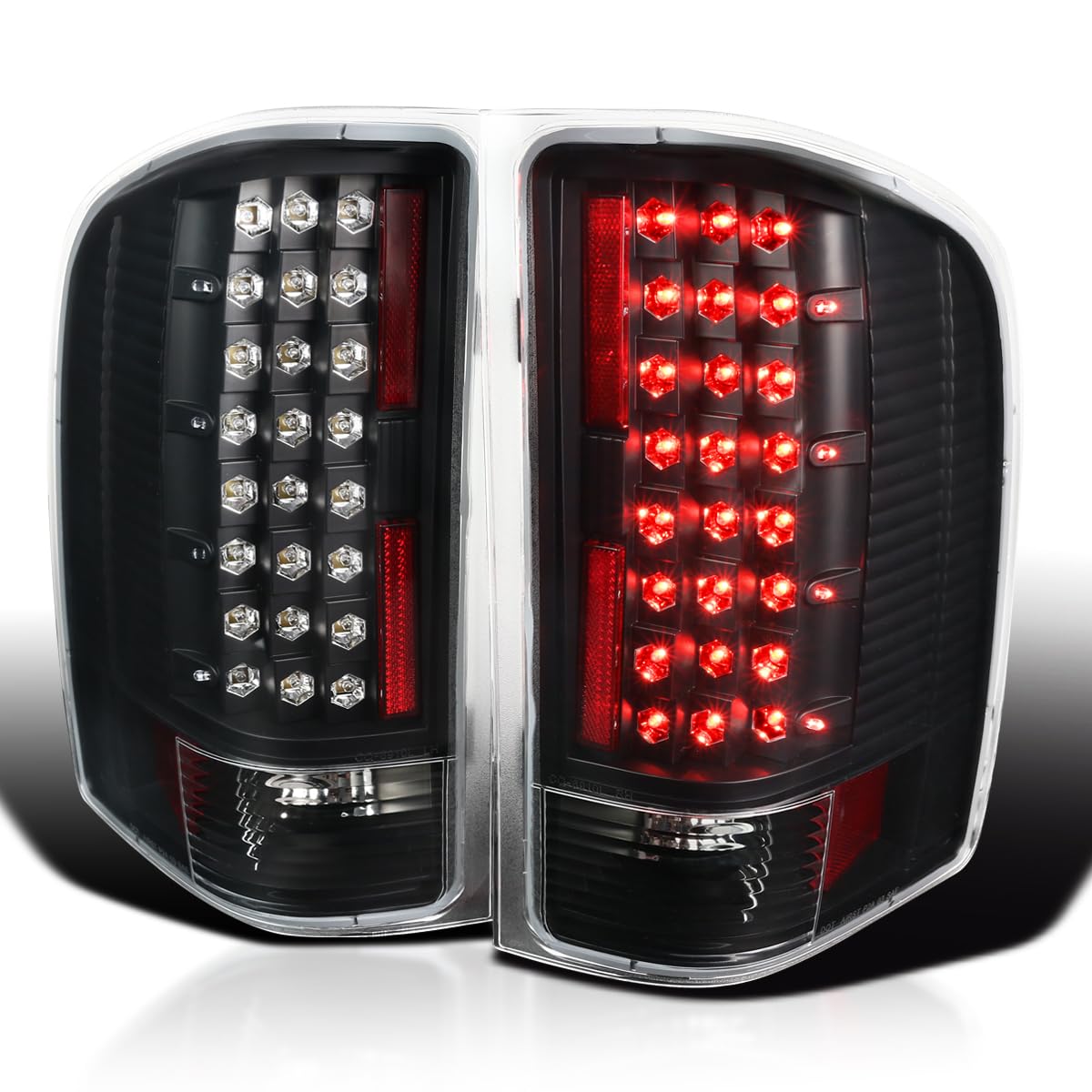 Black LED Tail Lights SPEC-D TUNING Compatible with 2007-2013 Chevy Silverado 1500 2500 3500, Left + Right Pair Assembly