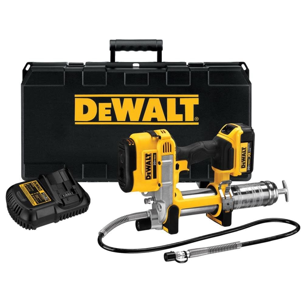 20V MAX DEWALT Grease Gun Kit with 4.0Ah Battery and Charger, Cordless Grease Gun, LED Light, 42” Hose, 10,000 PSI, Variable Speed Triggers (DCGG571M1)