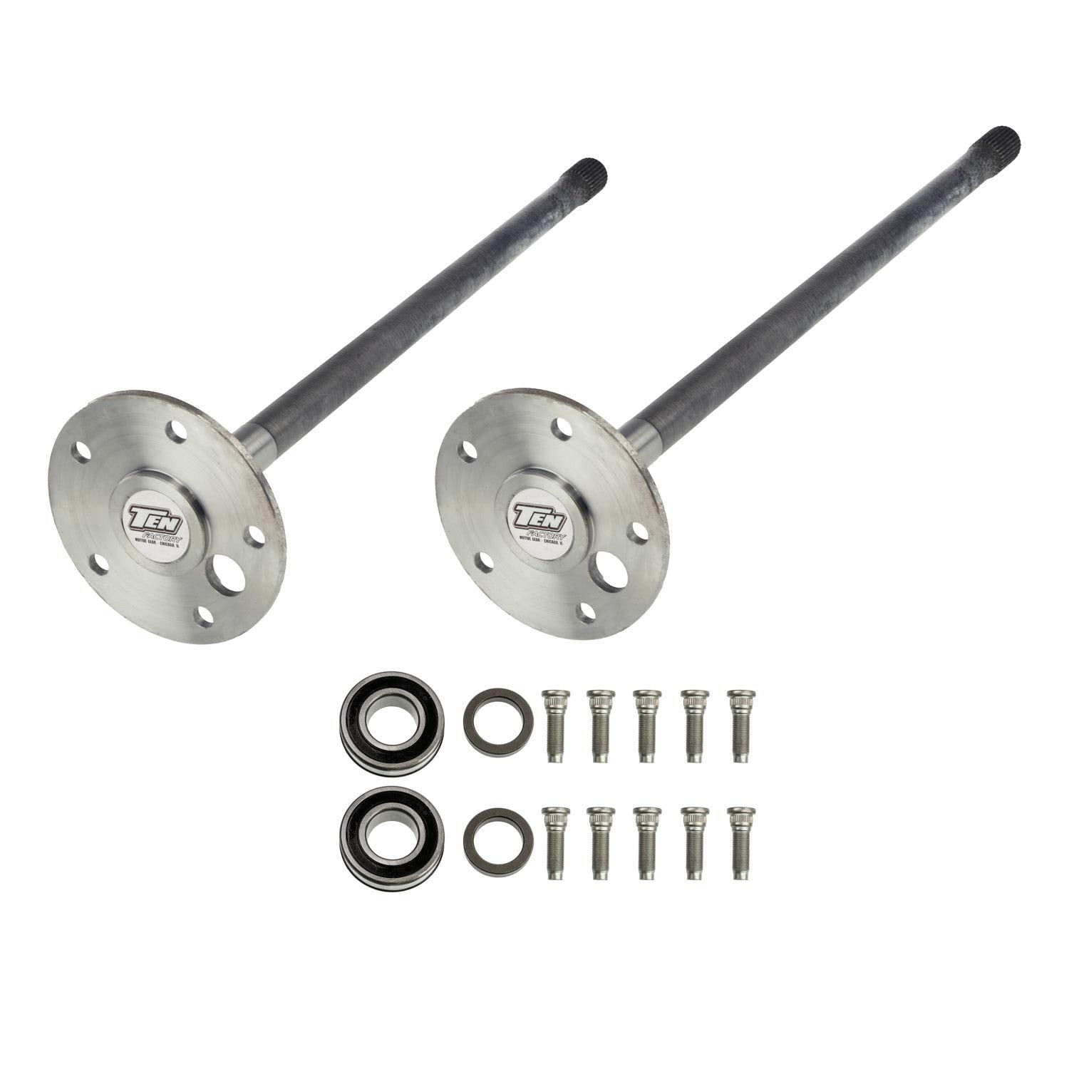 Bolt Pattern TEN Factory Spline Drive Axle Shaft Assembly for Ford 9" 31 Spline, Small Bearing Left & Right Rear Axles, For Ford 9" Ford Bronco (1966–1975) - Replaces OE Rear Axles