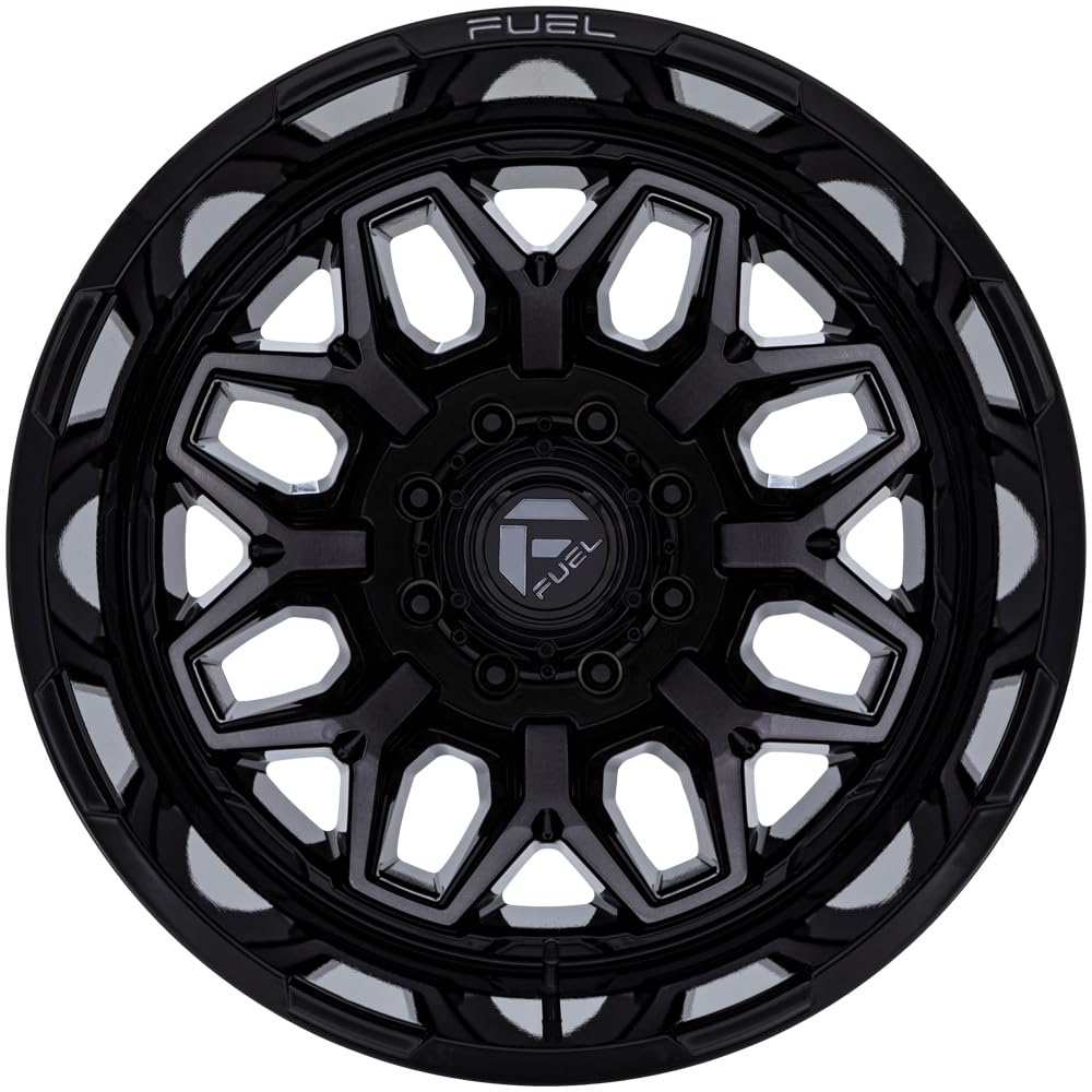 FLUX FUEL OFF-ROAD DUALLY 20X8.25 8X6.5-5.81 -265mm GLOSS BLACK BRUSH-FC GRAY TINT - D87520828D45