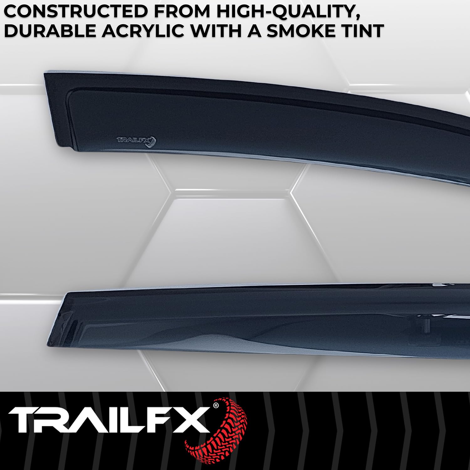TrailFX Rainguards Low Profile Fits 2017-2022 Honda CR-V Tape-On Smoke Window Vents Acrylic Outside Channel Mount Set of 4 Rain Guards TrailFX 4269H