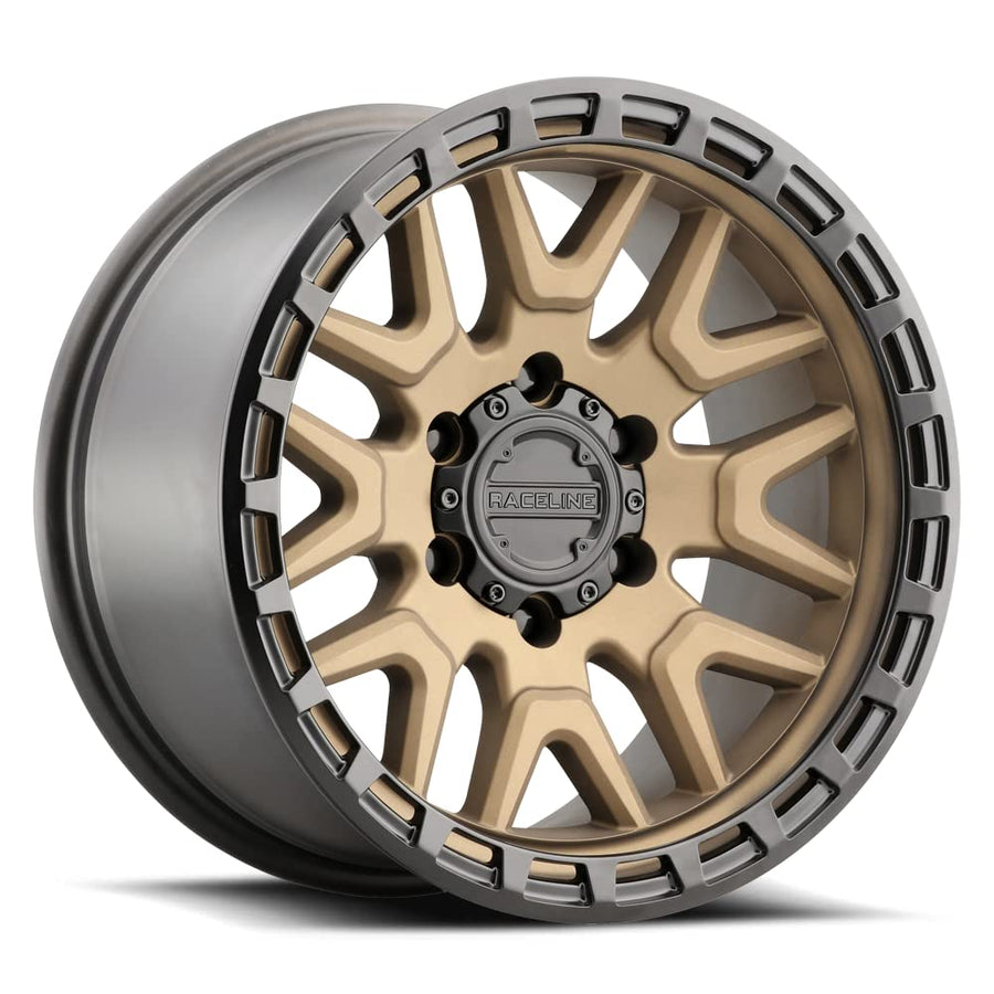 Raceline 953BZ Wheels KRANK Bronze 17X8.5"5X150 Bolt Pattern 0mm Offset/(4.75"B/S) Split Spoke Aluminum Passenger Car Wheels, Full Size Replacement Bronze Car Rims
