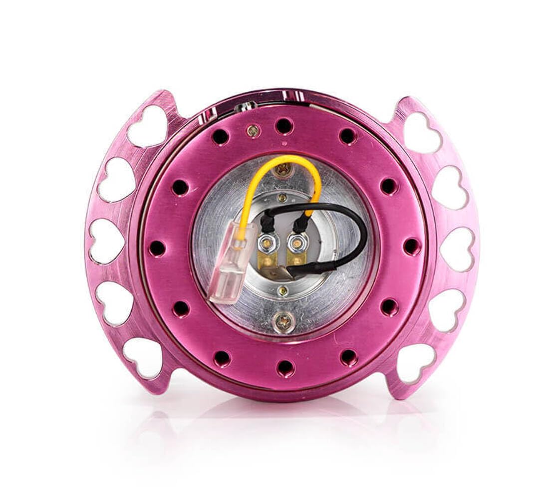 NRG Innovations Gen 2.0 NRG-SRK-222PK-PK Steering Wheel Quick Release Kit Adapter Pink Body/PinkHeart Cutout Ring 6x70mm & 6x74mm Bolt Pattern