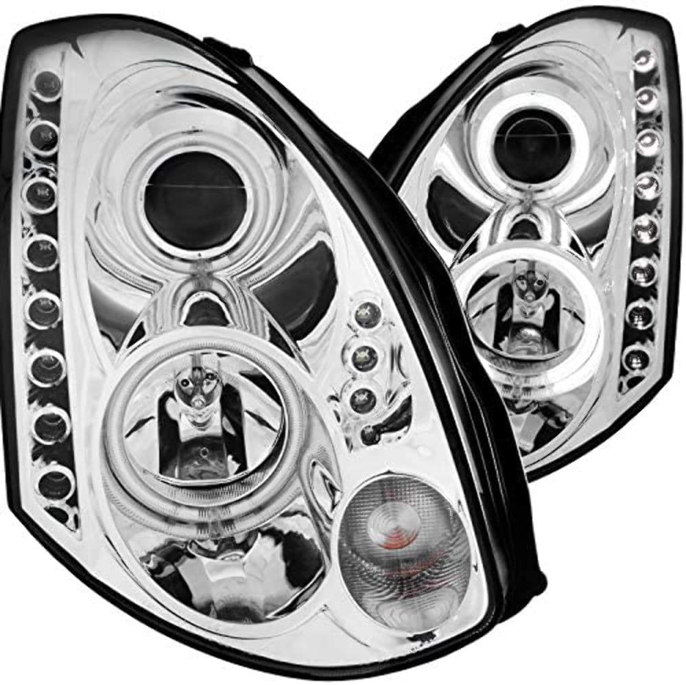 Projector Headlight Set ANZO USA w/CCFL Halo-Chrome 121364
