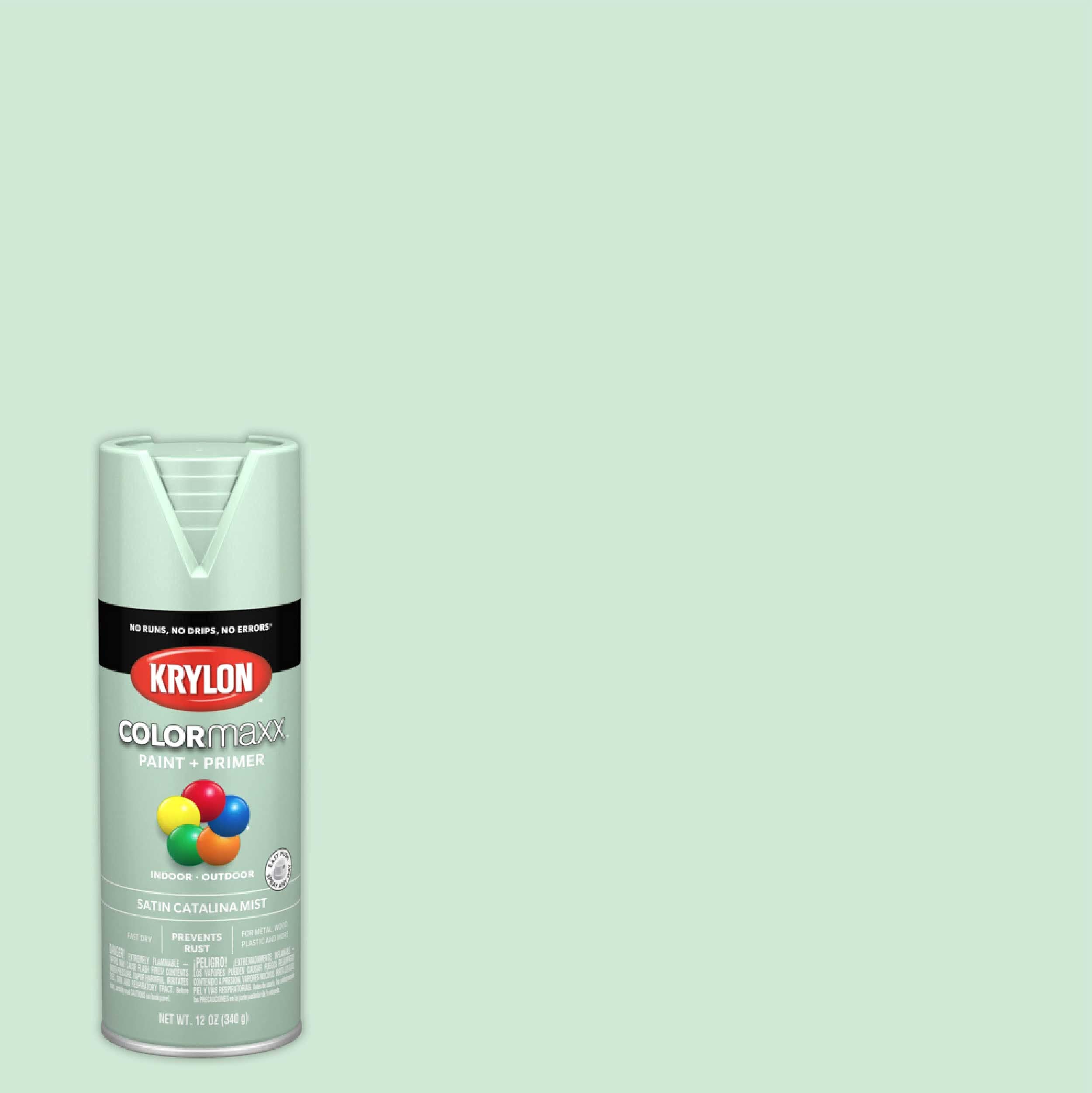 Krylon COLORmaxx K05561007 Spray Paint and Primer for Indoor/Outdoor Use, Satin Catalina Mist Teal