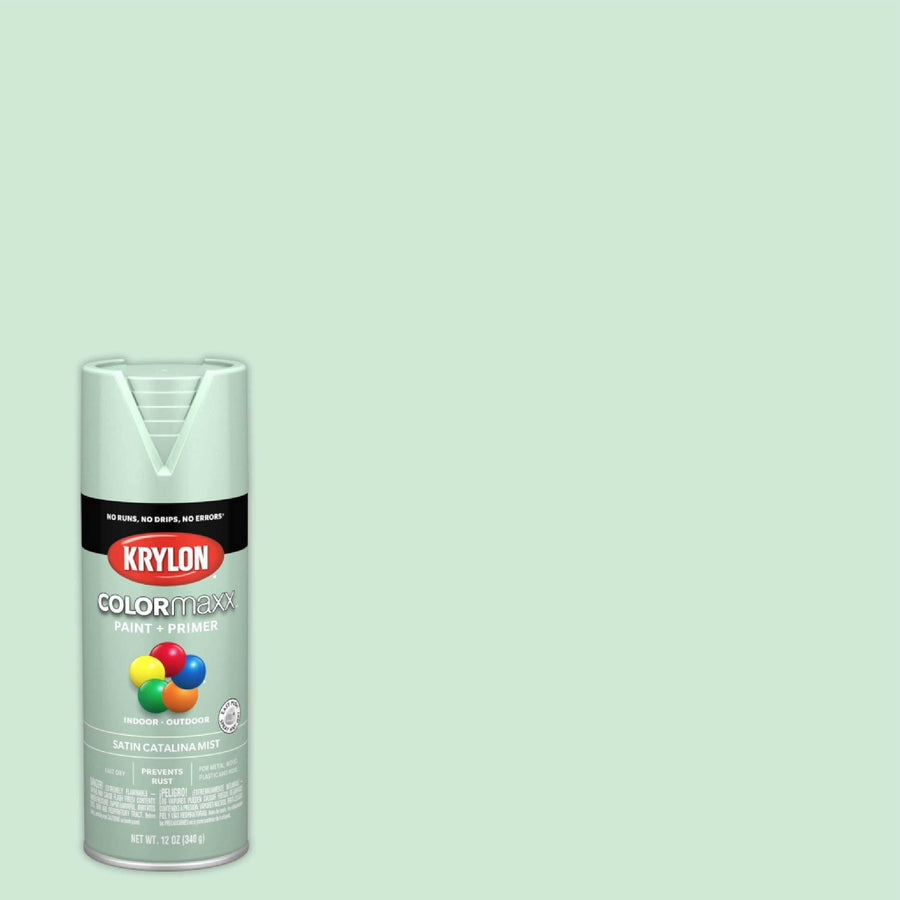 Krylon COLORmaxx K05561007 Spray Paint and Primer for Indoor/Outdoor Use, Satin Catalina Mist Teal