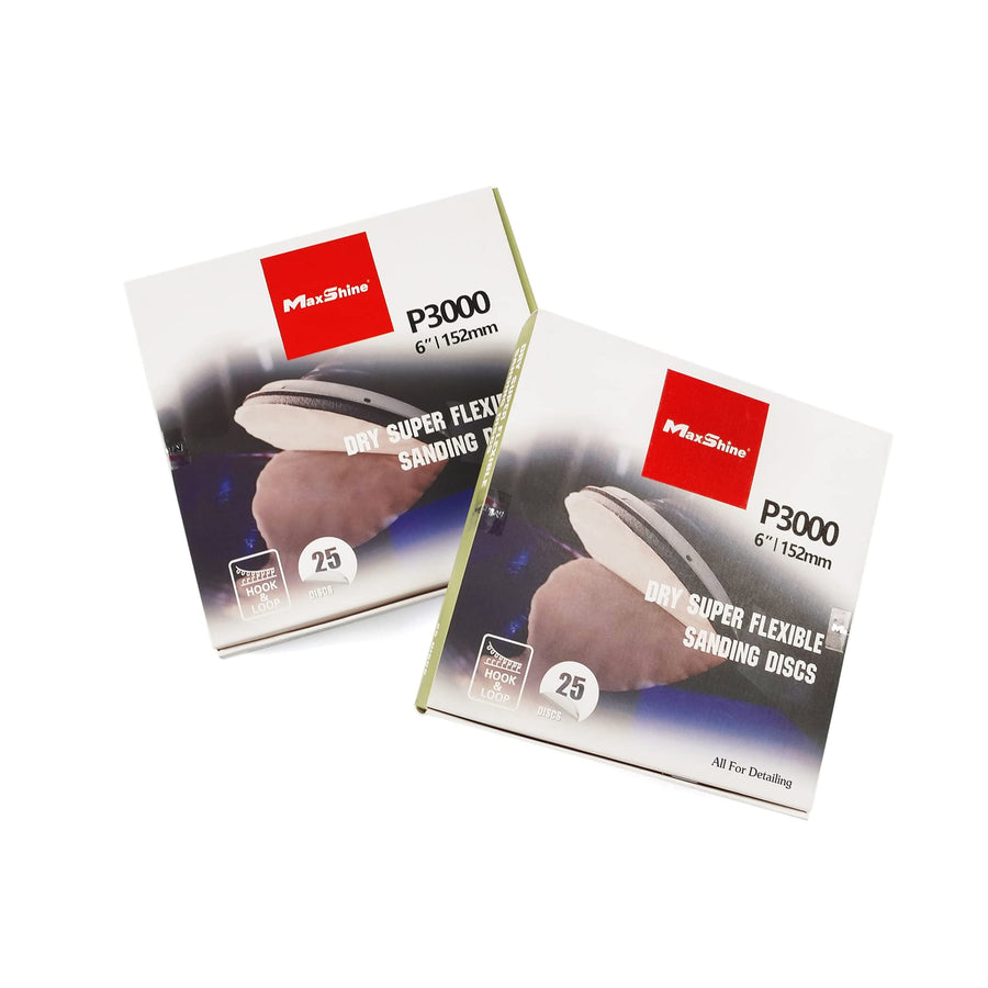 25-Pack Maxshine 6" Universal Sanding Discs – Sandpaper Assortment (3000 Grit) – High-Performance Hook & Loop Discs for Wet or Dry Sanding – Ideal for Automotive & Paint Preparation