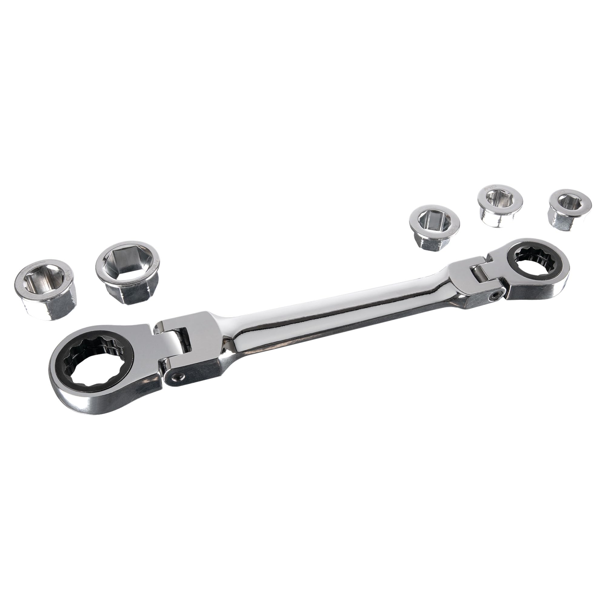 W30648 Performance Tool 7-in-1 Flex-Head Ratcheting Wrench Set - 72 Teeth, Chrome Vanadium Steel, Low Profile, Reusable Case