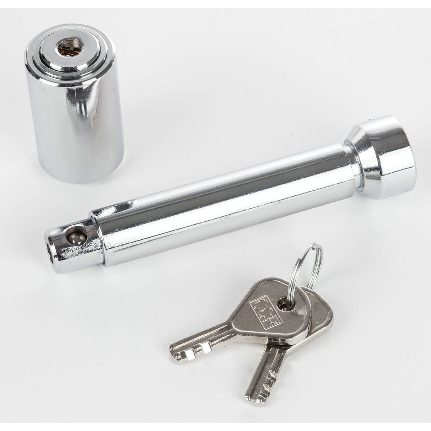 Reese Trailer Hitch Lock 7070800, Fits 1-1/4 Inch & 2 Inch Square Receivers, 1/2 Inch & 5/8 Inch Pin Diameter, Professional, Chrome
