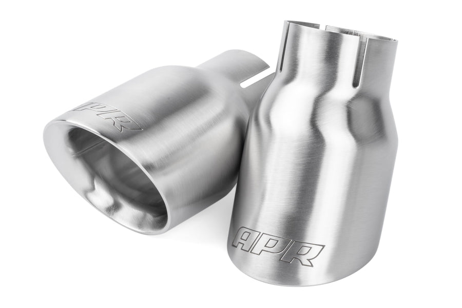 Double-Walled APR TPK0007 3.5 in. Slash-Cut Tips Brushed Silver - Set of 2