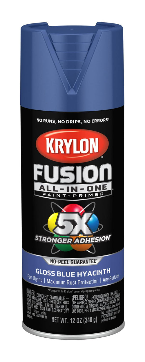 Krylon All-In-One Adhesive Spray Paint for Indoor/Outdoor Use, 12 oz, Blue Hyacinth