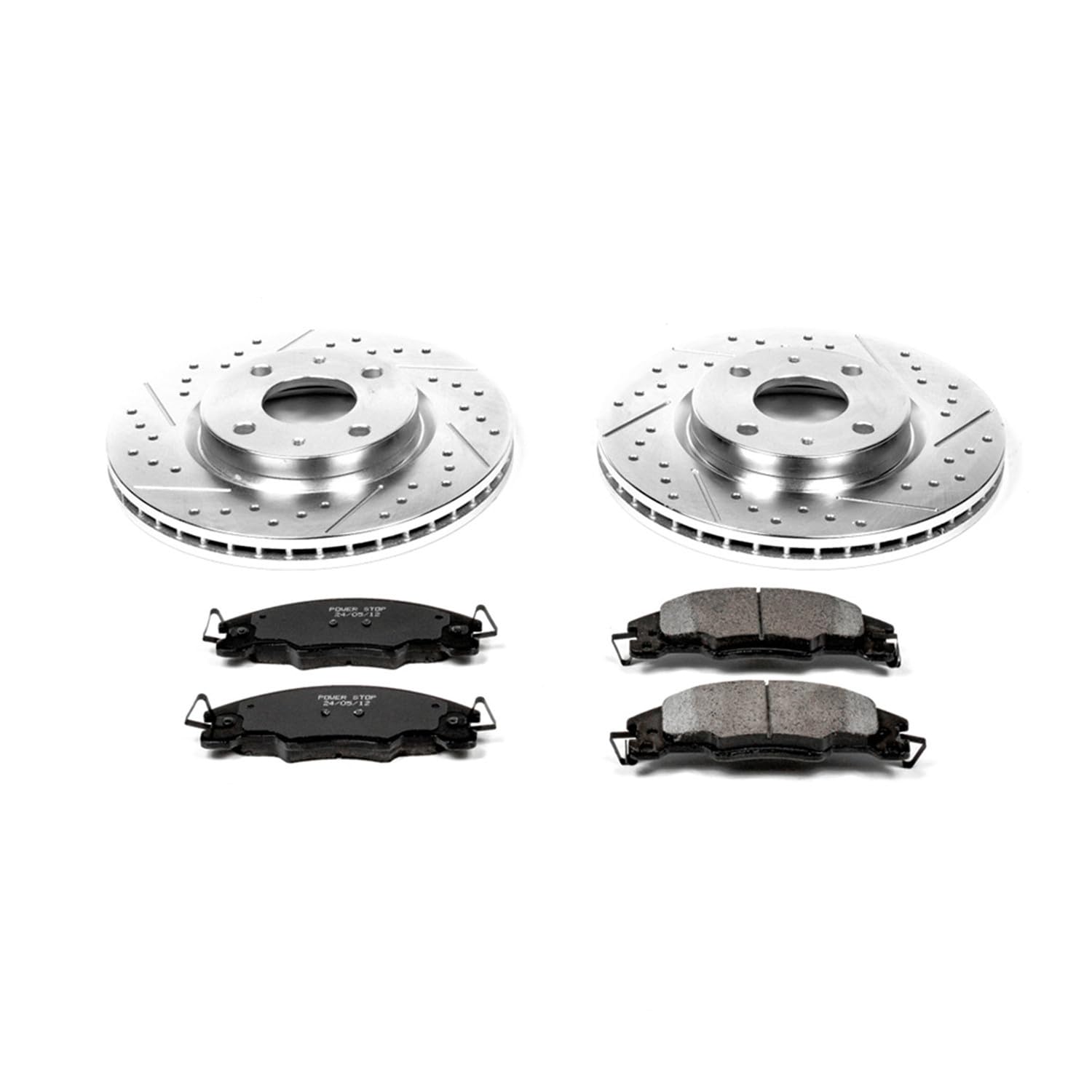 Power Stop K4726 Z23 Carbon Fiber Brake Pads with Drilled & Slotted Brake Rotors Kit For Ford Focus 2008-2011 [Model Specific]