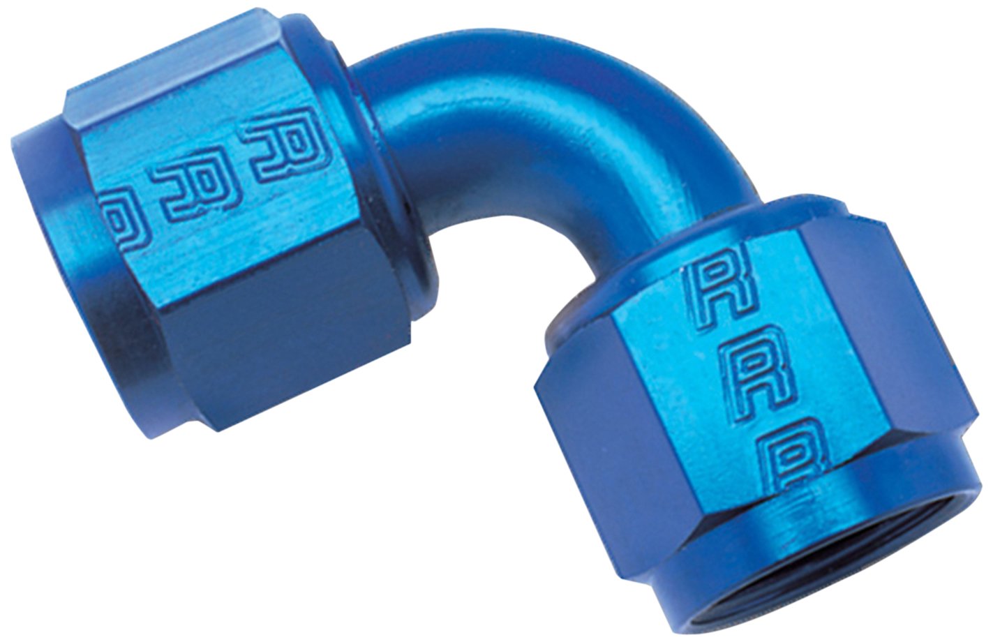 Blue Anodized Aluminum Edelbrock -8AN 90-Degree Swivel Coupler