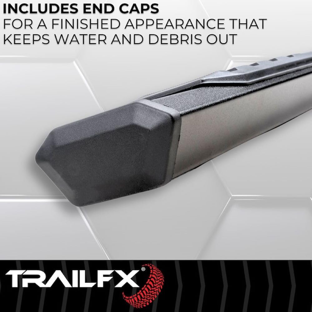 TrailFX Nerf Bars Black Powder Coated Titanium Fits 2015-2025 Ford F-150 SuperCrew Aluminum 4-1/2 Inch Hexagonal Side Steps with Step Pads Rocker Panel Mount Set of 2