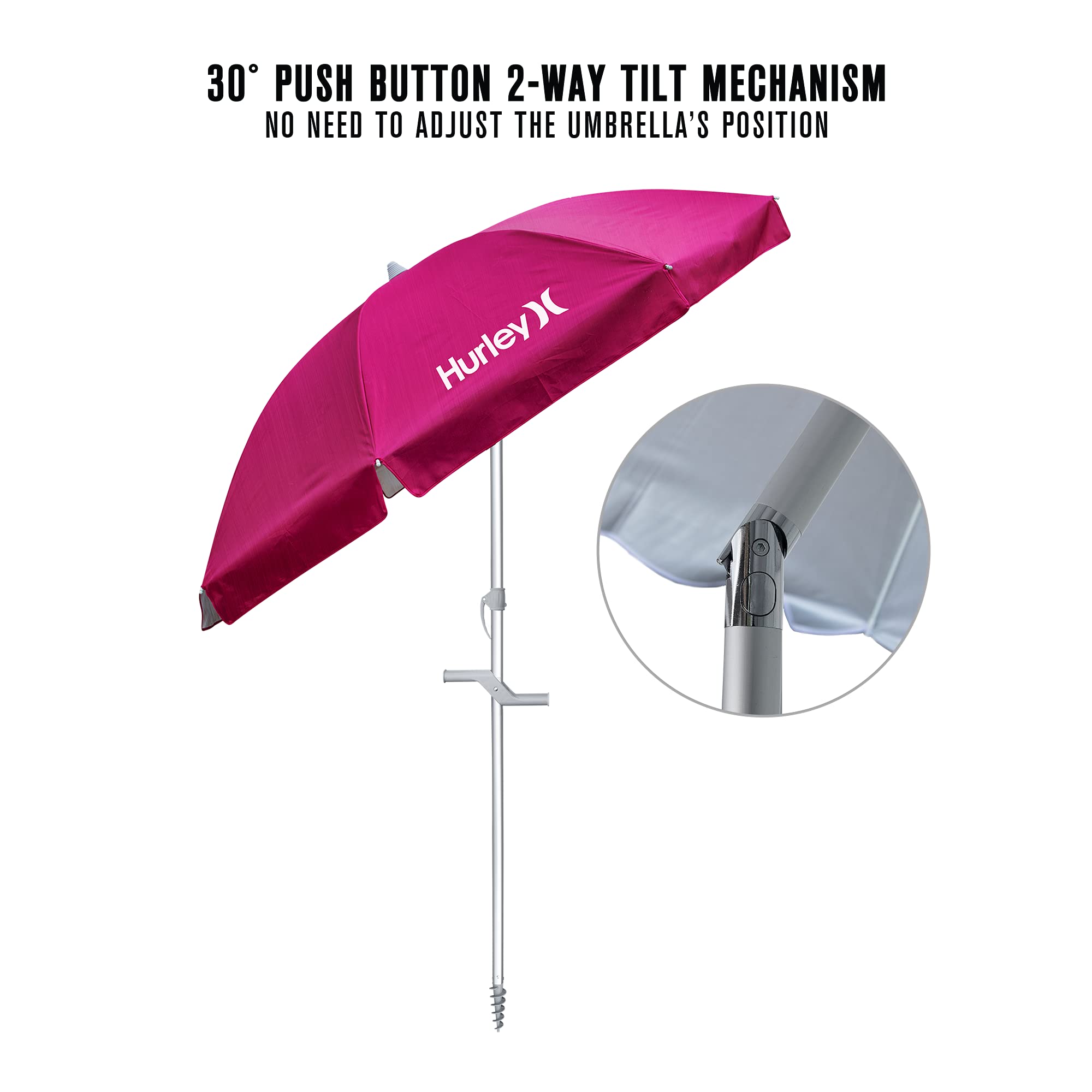 7' Hurley Beach Umbrella, Fireberry