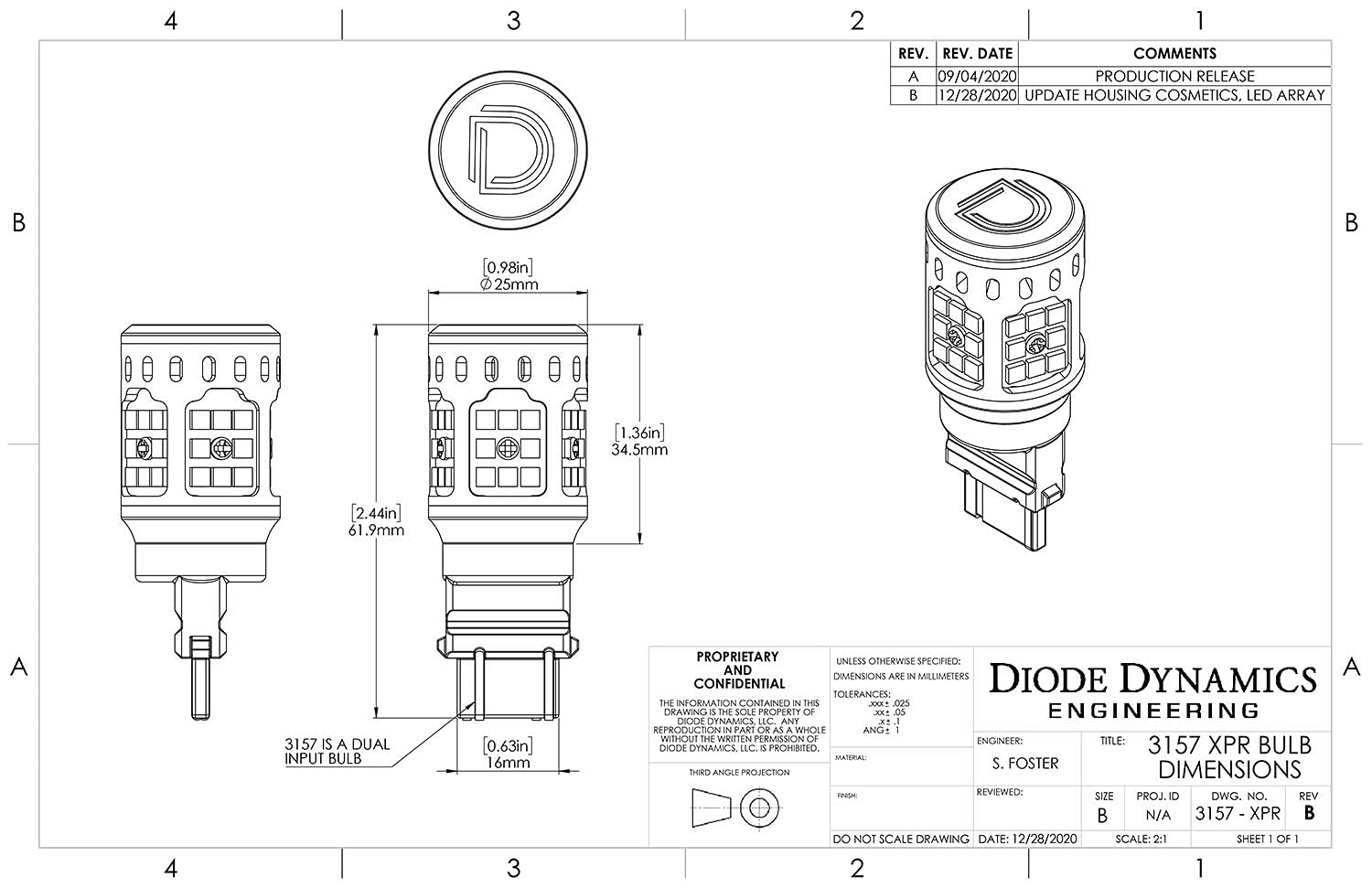 LED Bulb 3157 XP80 LED Cool White Pair Diode Dynamics