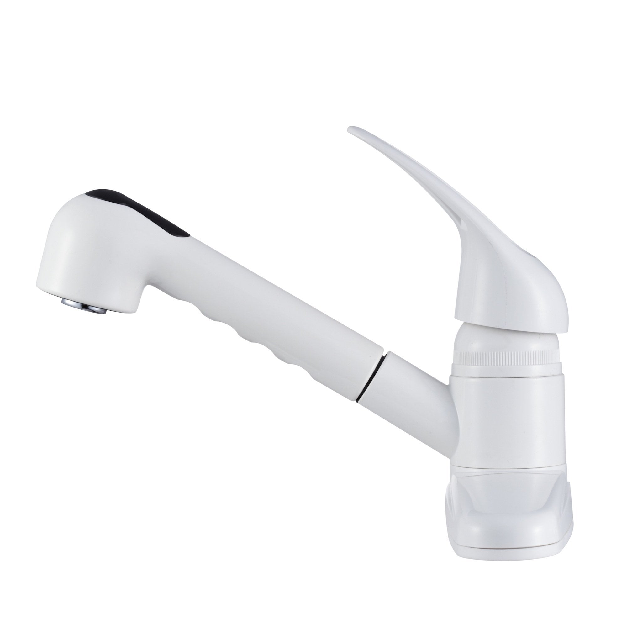 Dura Faucet Non-Metallic DF-PK100-WT Pull-Out RV Kitchen Sink Faucet, Single Handle (White)