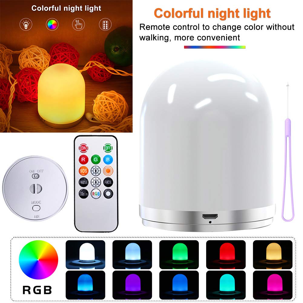 LED Night Light CfoPiryx, Portable Adjustable USB Charging 7 Colors Night Light for Kids, Bedroom Sleeping