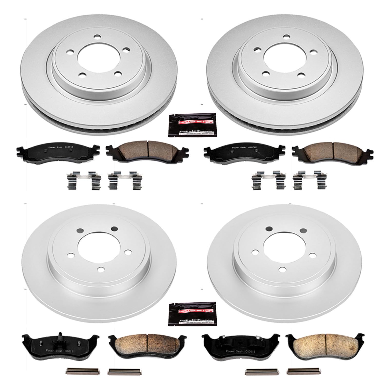 Power Stop CRK2721 Brake Rotor & Coated Ceramic Brake Pads- front & rear For Mercury Mountaineer 2006 [Vehicle Specific]