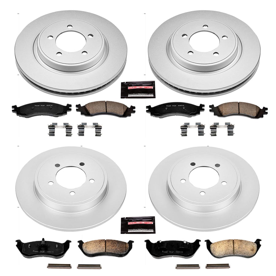 Power Stop CRK2721 Brake Rotor & Coated Ceramic Brake Pads- front & rear For Mercury Mountaineer 2006 [Vehicle Specific]