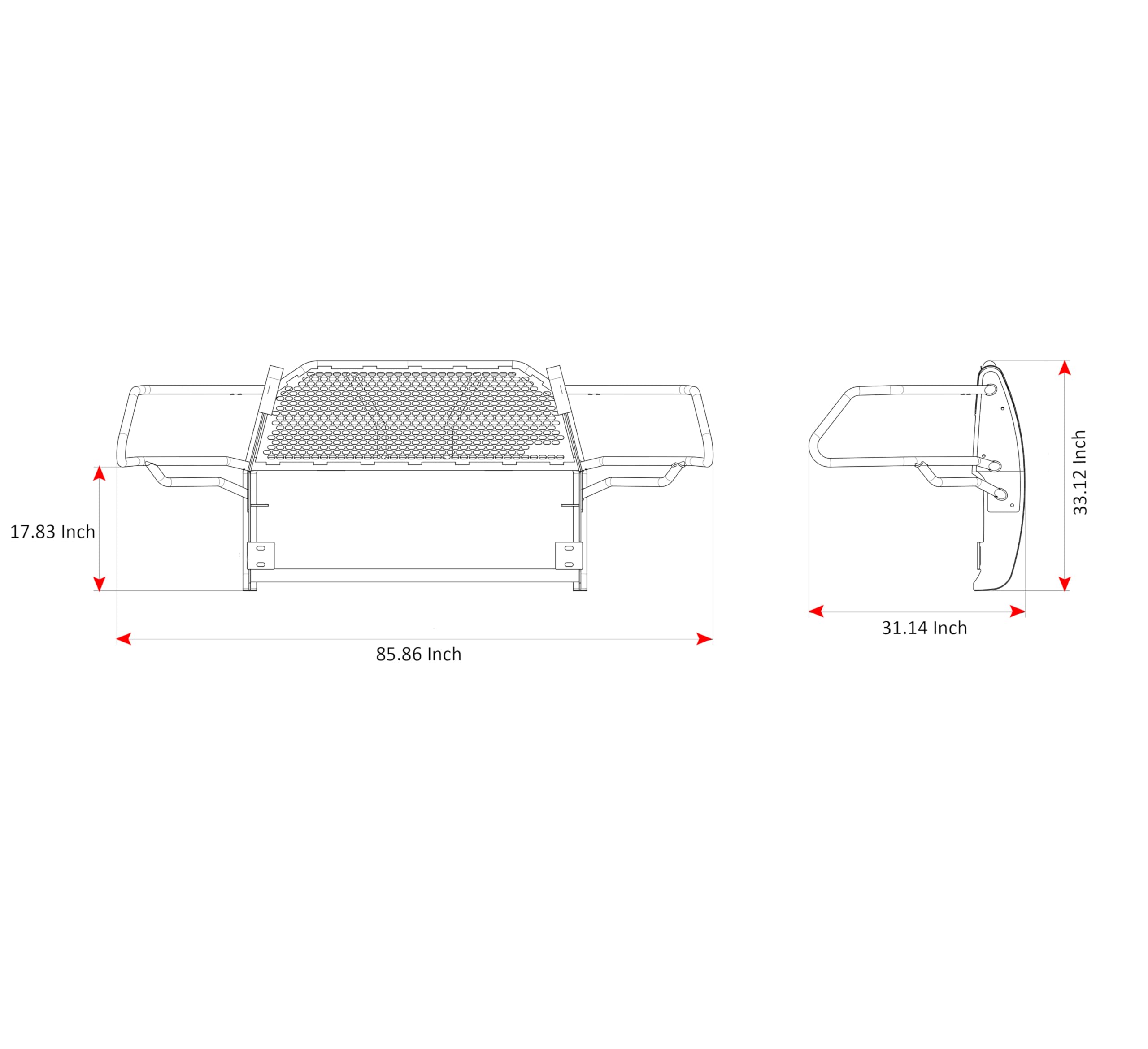 RUGGED Black Horse Heavy Duty Grille Brush Bumper Guard Modular Black Compatible with 2019-2024 Ram 1500 Classic|2011-2018 Ram 1500|2009-2010 Dodge Ram 1500-RU-DORA09-B