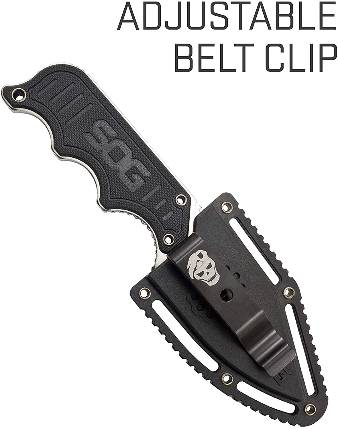SOG Instinct Boot Knife - Small Fixed Blade Knife, EDC Knife, Neck Knife, 2.3 Inch Full Tang Blade w/ Knife Sheath and Clip, 4in. x 1in. x 8.5in. (NB1012-CP), Black