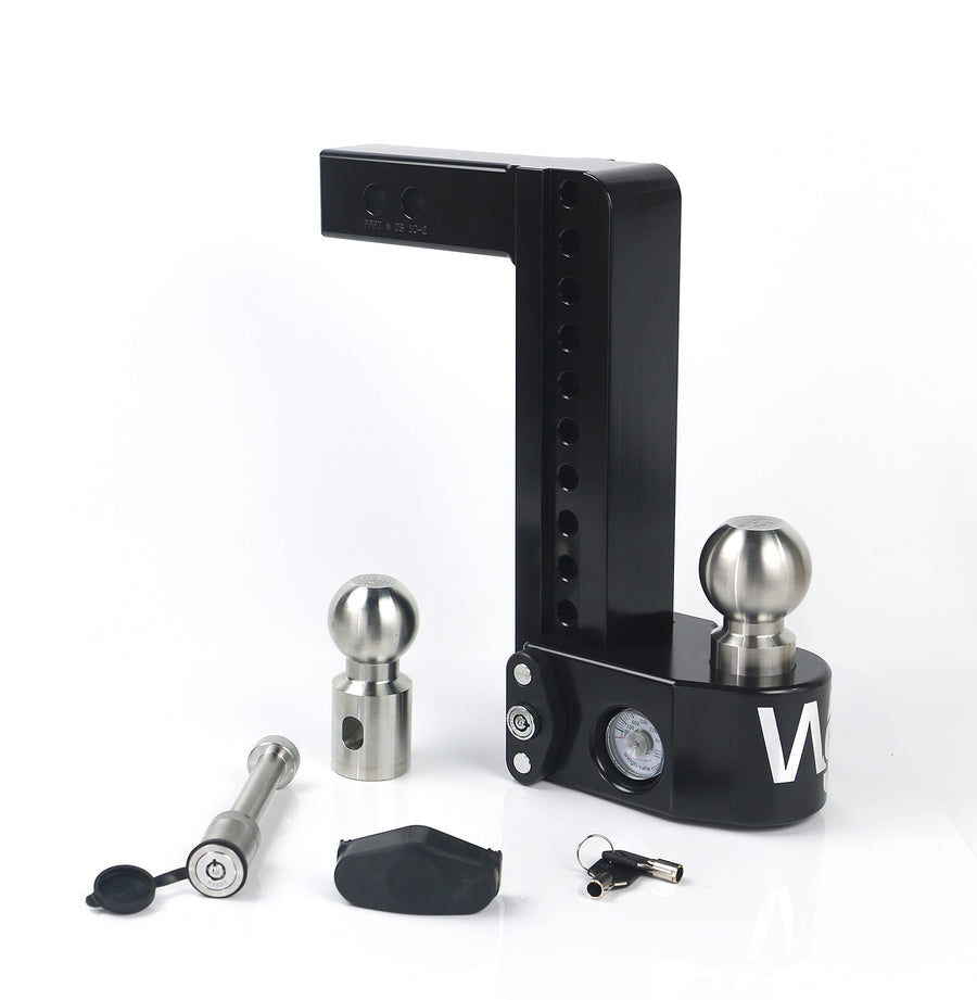 Weigh Safe 10" Drop Hitch, WS102KACERBLA, 2" Receiver - Adjustable Aluminum Trailer Hitch Ball Mount w/Built-in Scale, 2 Stainless Steel Balls (2"&2-5/16") Keyed Alike Lock Hitch Pin Black CERAKOTE