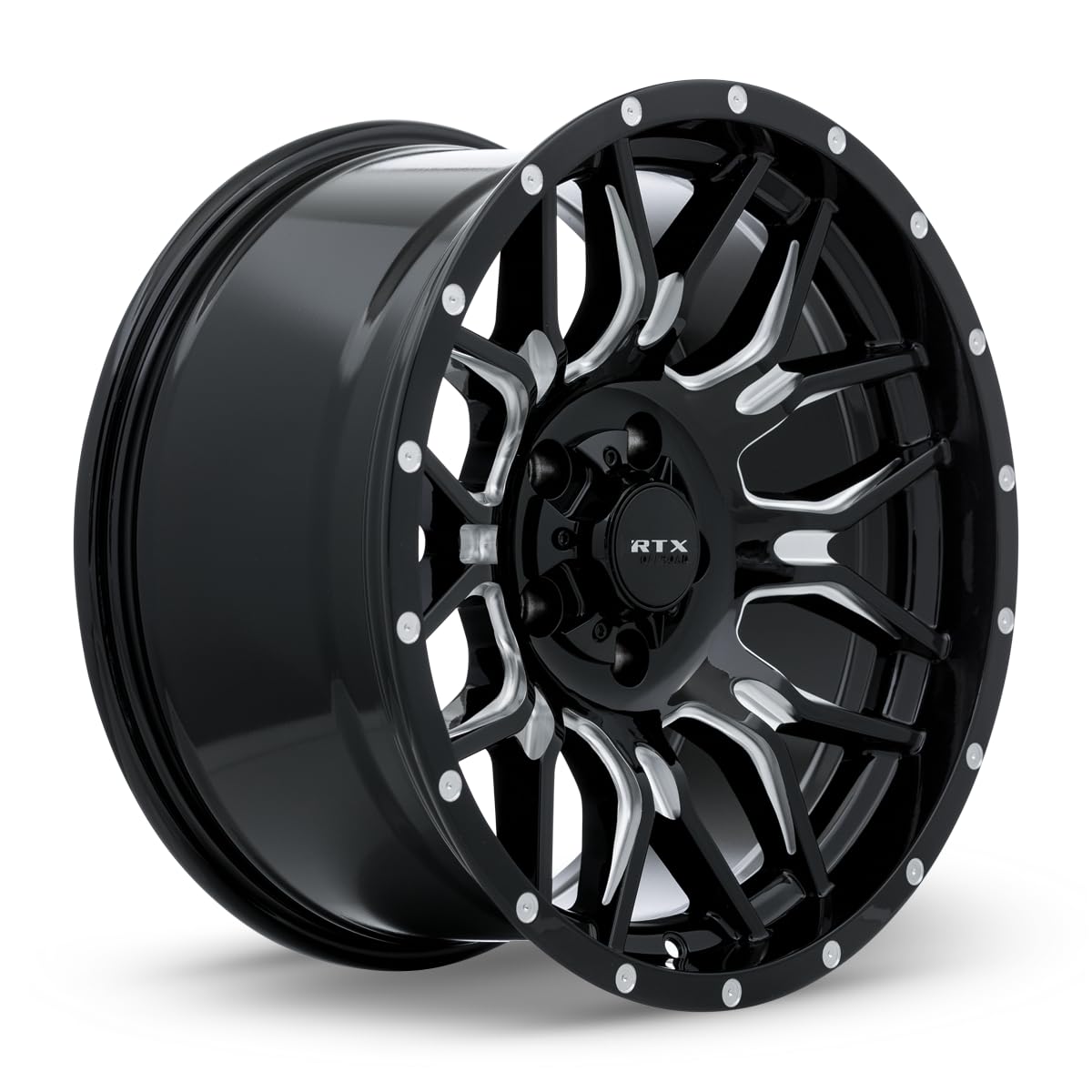 CLAWS RTX Custom Wheel - 20x9, 0 Offset, 5x127 Bolt Pattern, 71.5mm Hub - Gloss Black with Milled Accents Rim