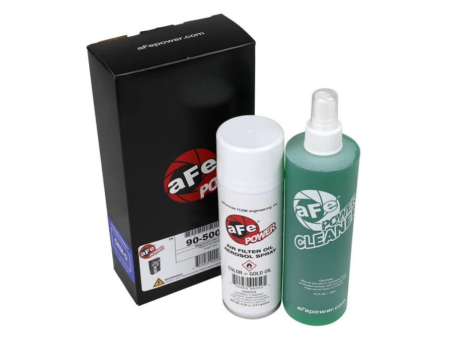 aFe Power Restore Kit Air Filter: 12oz Filter Cleaner and 6.25oz Aerosol Filter Oil - Gold, Pro GUARD7 Engine Air Filters Restores, #90-50000