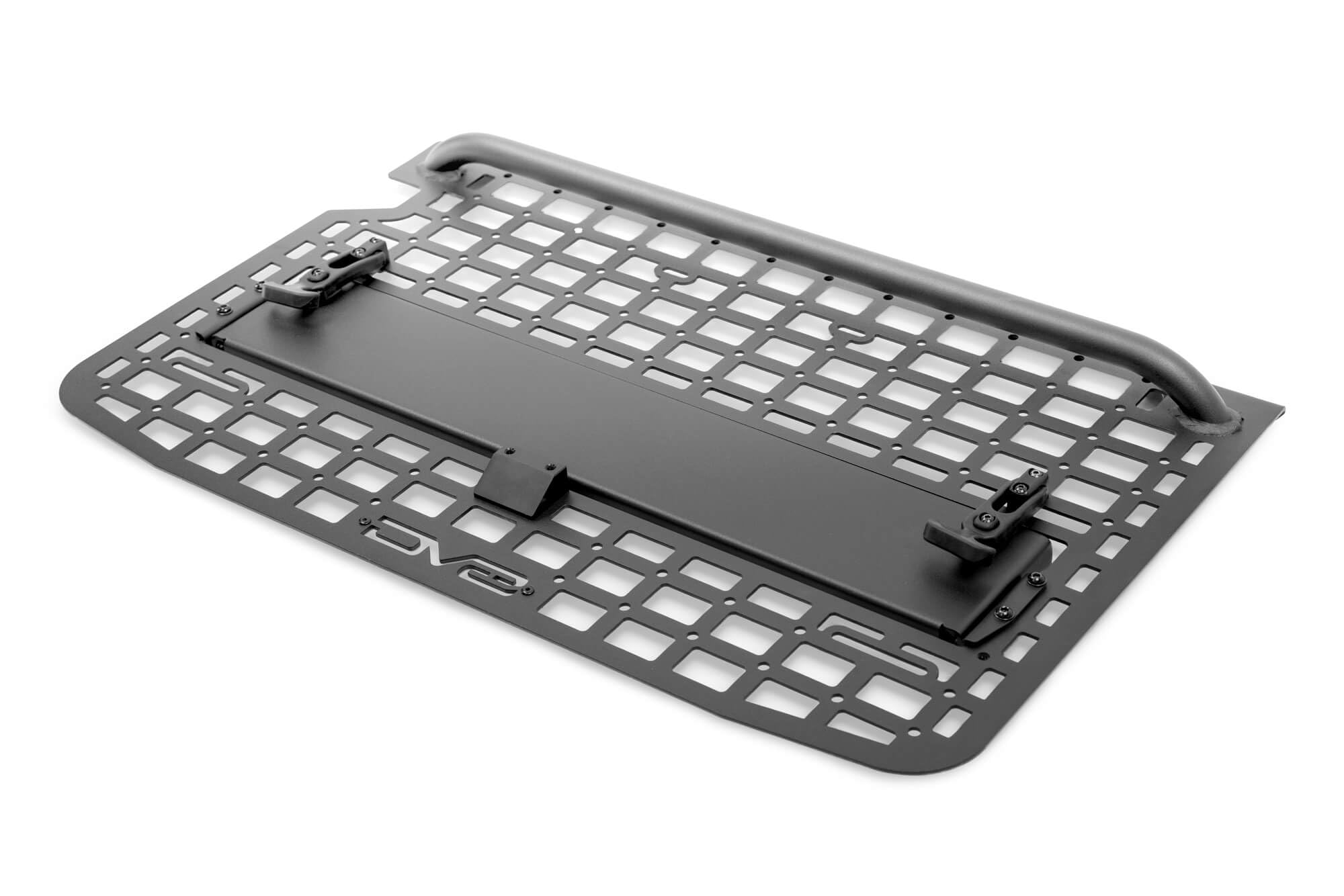 Tailgate Molle Panel DV8 Offroad for The 2021-2025 Ford Bronco | Perfect for Molle Bags, Knife Sheaths, Med Kits, Recovery Gear & More | Drop-Down Tray for Holding Drinks & Other Gear While at Camp