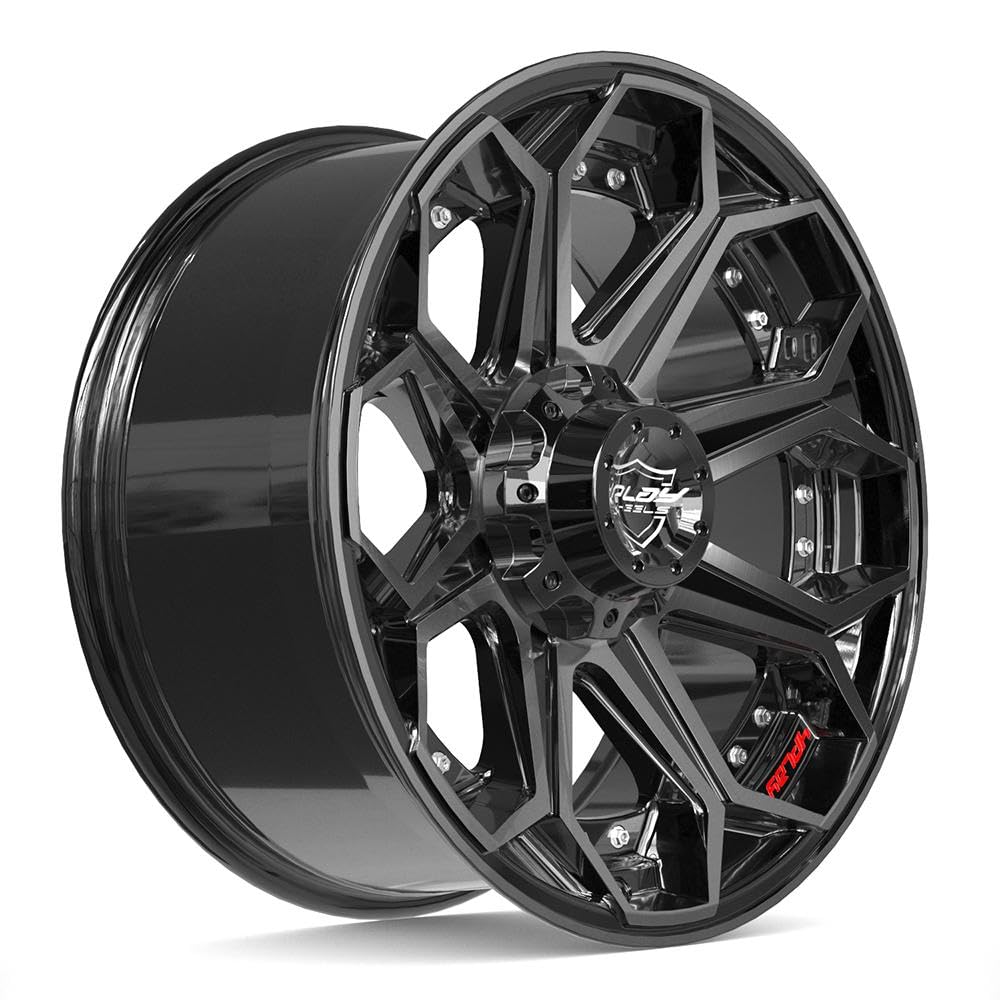 4PLAY 20 Inch Wheels 4P80R Rim Fits 5x127 & 5x139.7 Gloss Black Brushed with Tinted Clear (1)