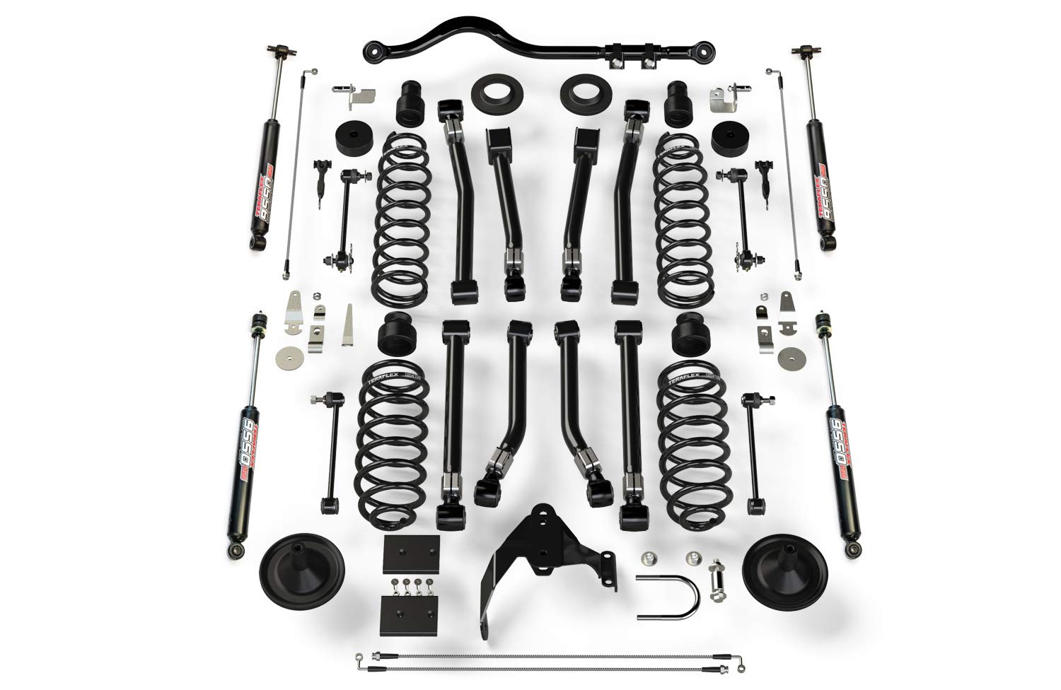4” Lift Suspension System Teraflex JK w/ 8 Alpine Flexarms, Track Bar, & 9550 VSS Shocks