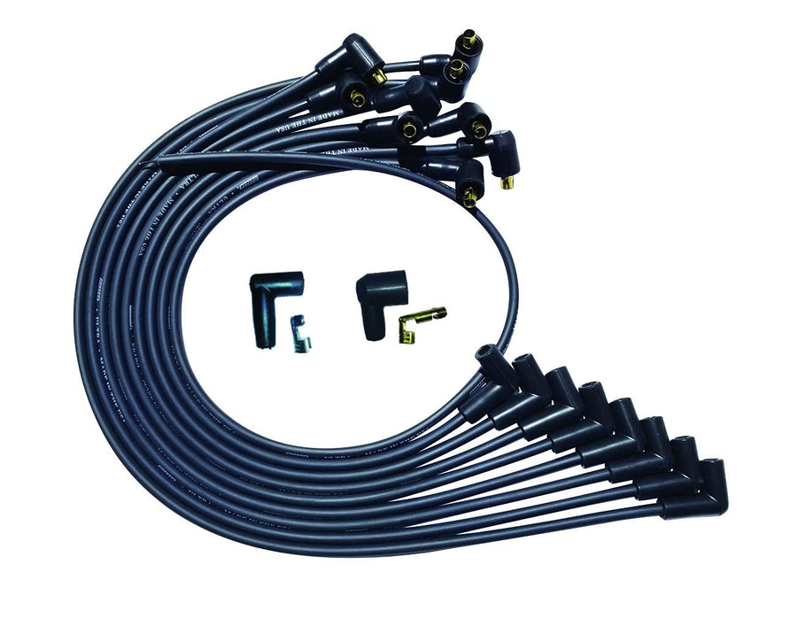 Moroso Ultra Series Black Spark Plug Wires, Small Block Chevy, Routing Over Valve Cover, 90 Degree Plug Ends, Non HEI Distributor