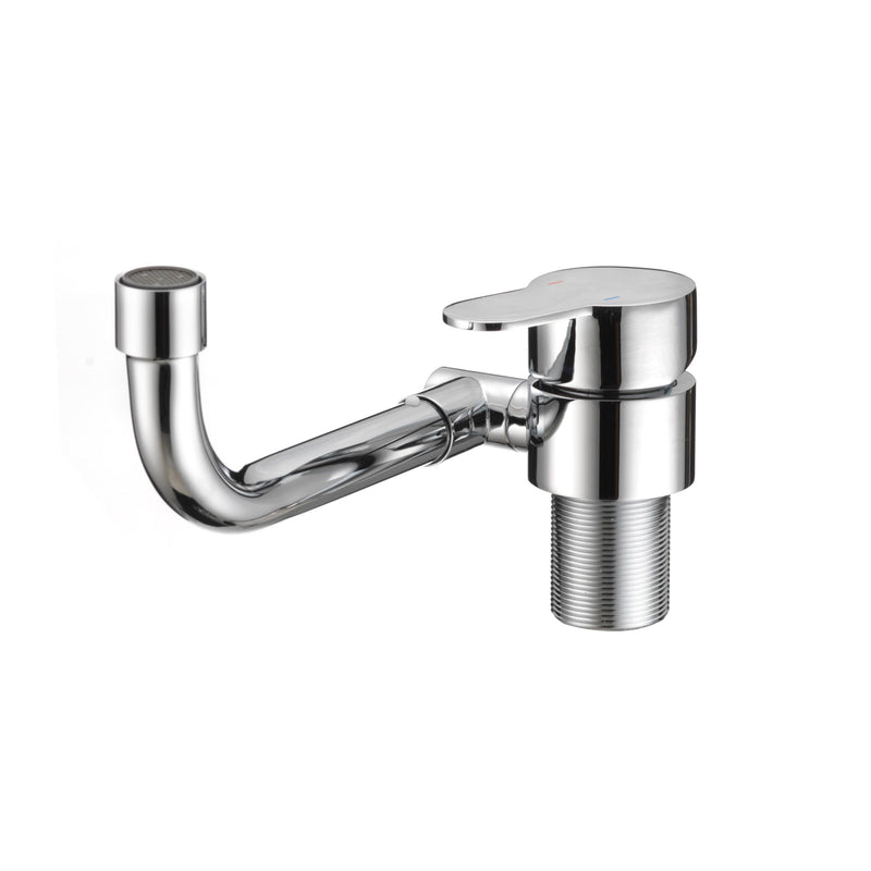 Folding RV Kitchen Faucet Dura Faucet (DF-MK510H-CP) – Chrome, 360° Rotating & Vertical Folding Spout, Single Lever Handle, Lead-Free, Easy Install Compact Sink Faucet